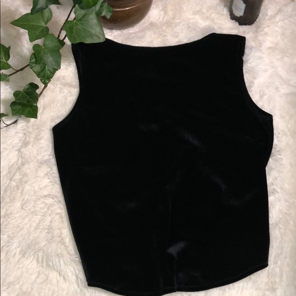 High Neck Velvet Black Tank Top